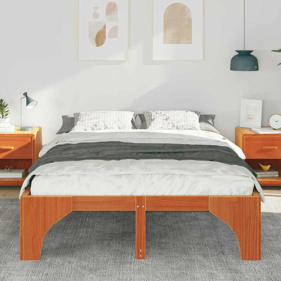 Bedframe met opslag Bruin 160 x 200 cm Massief grenenhout