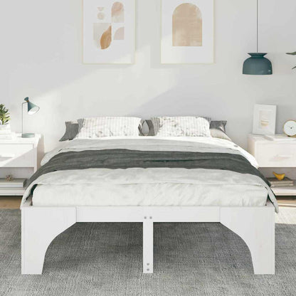 Bedframe met opslag Wit 150 x 200 cm Massief grenenhout