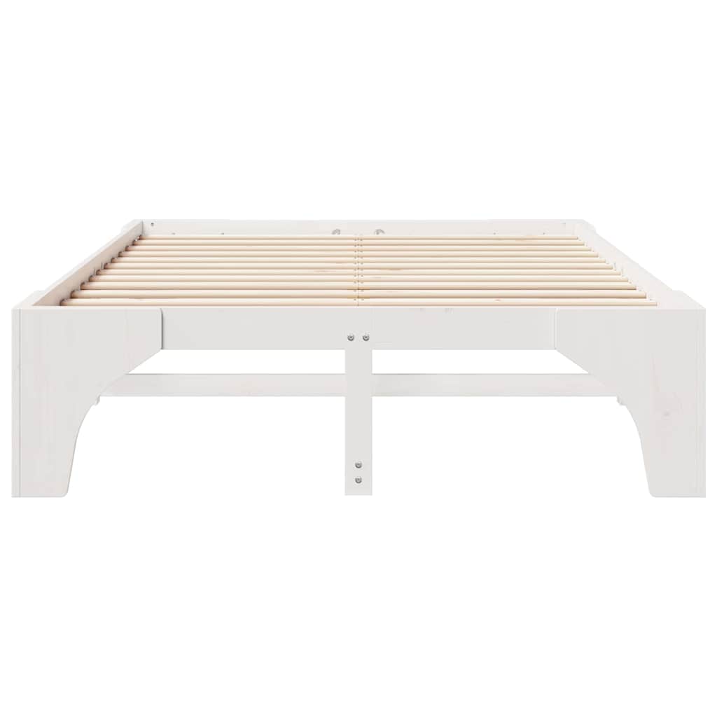Bedframe met opslag Wit 150 x 200 cm Massief grenenhout