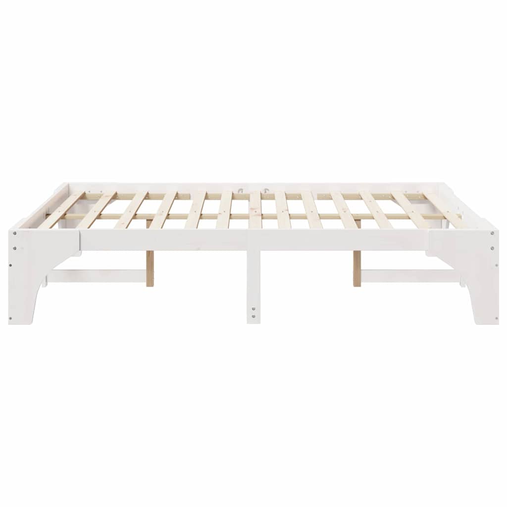 Bedframe met opslag Wit 150 x 200 cm Massief grenenhout