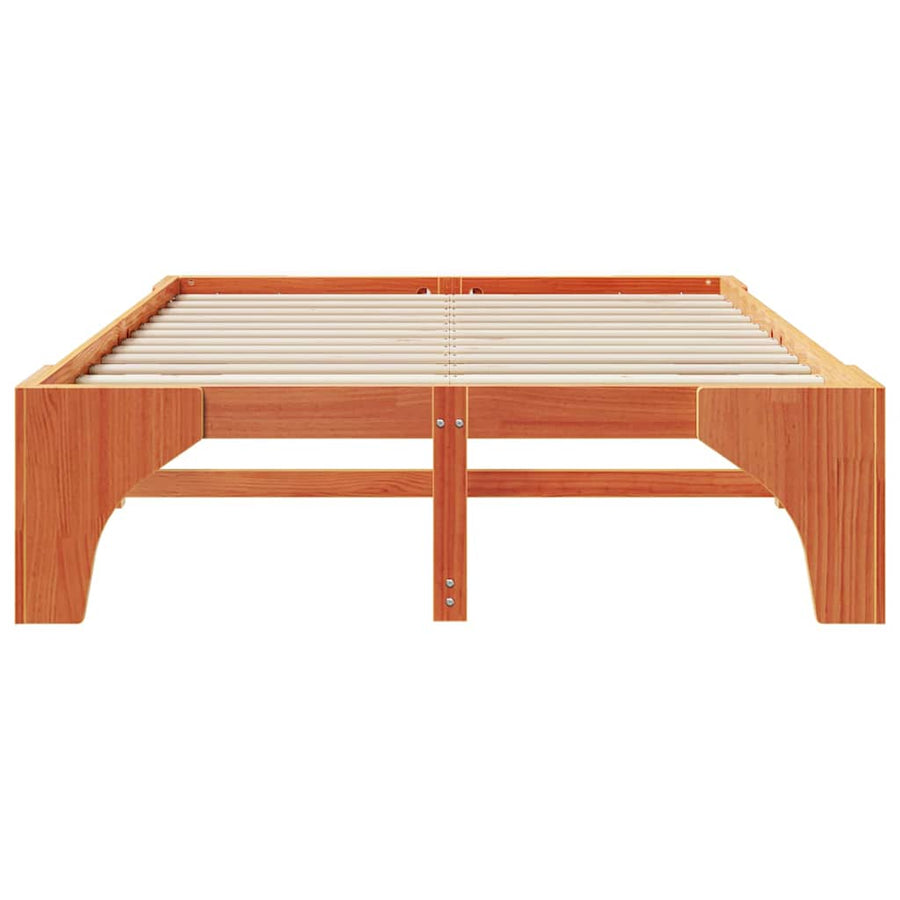 Bedframe met opslag Bruin 150 x 200 cm Massief grenenhout