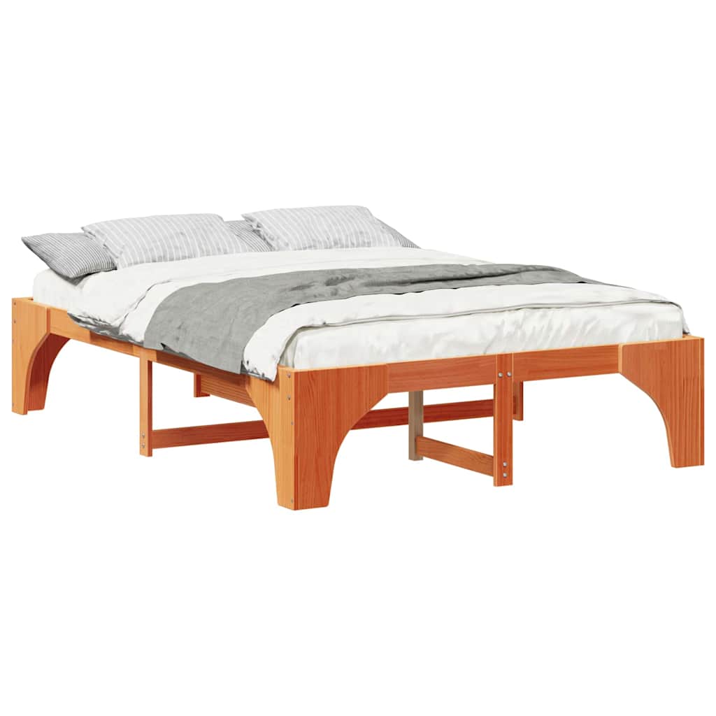 Bedframe met opslag Bruin 150 x 200 cm Massief grenenhout
