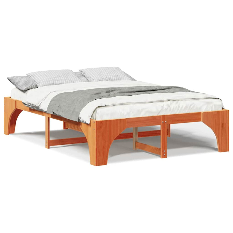 Bedframe met opslag Bruin 150 x 200 cm Massief grenenhout