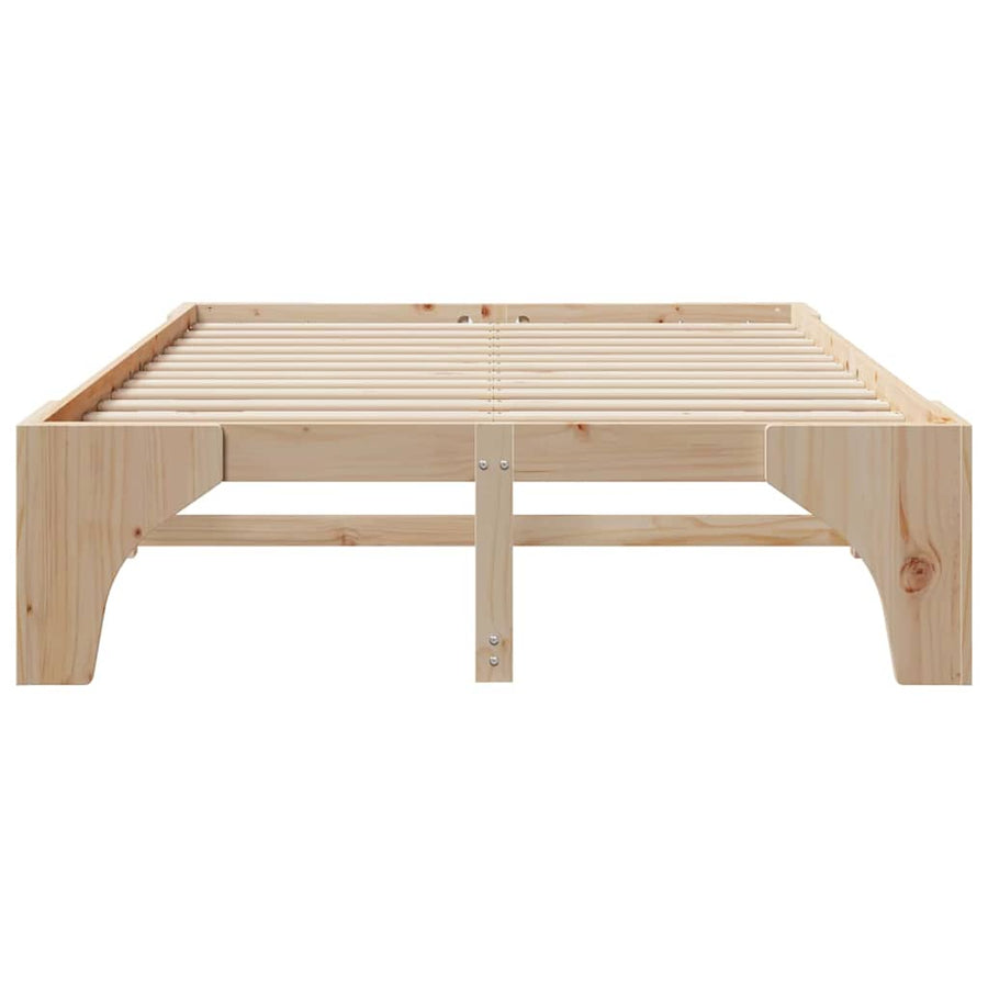 Bedframe met opslag Bruin 140 x 200 cm Massief grenenhout