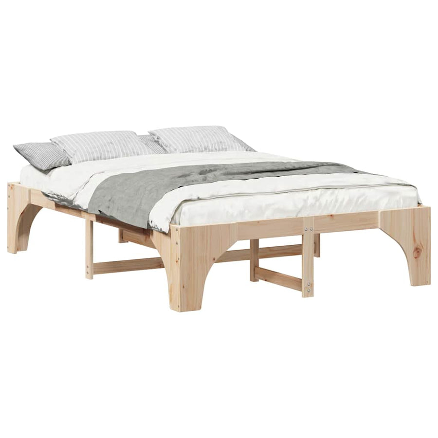 Bedframe met opslag Bruin 140 x 200 cm Massief grenenhout