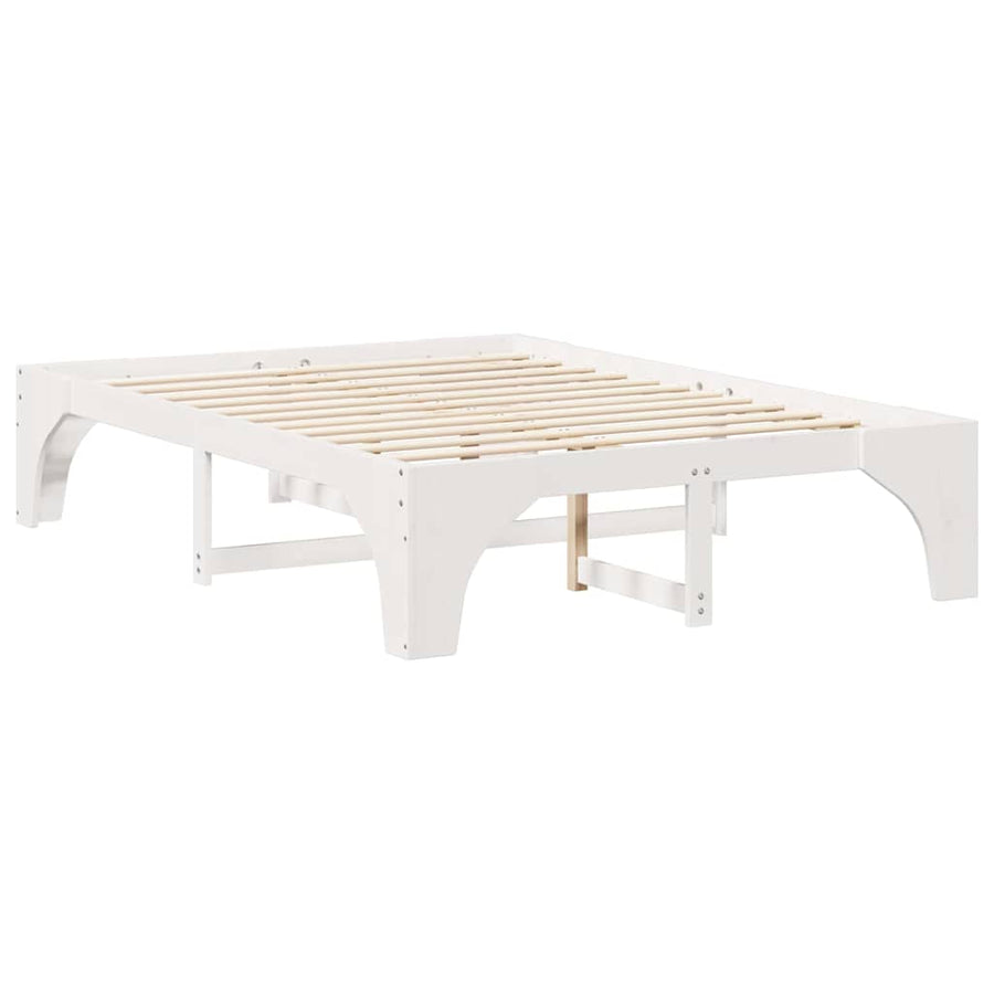 Bedframe met opslag Wit 140 x 200 cm Massief grenenhout