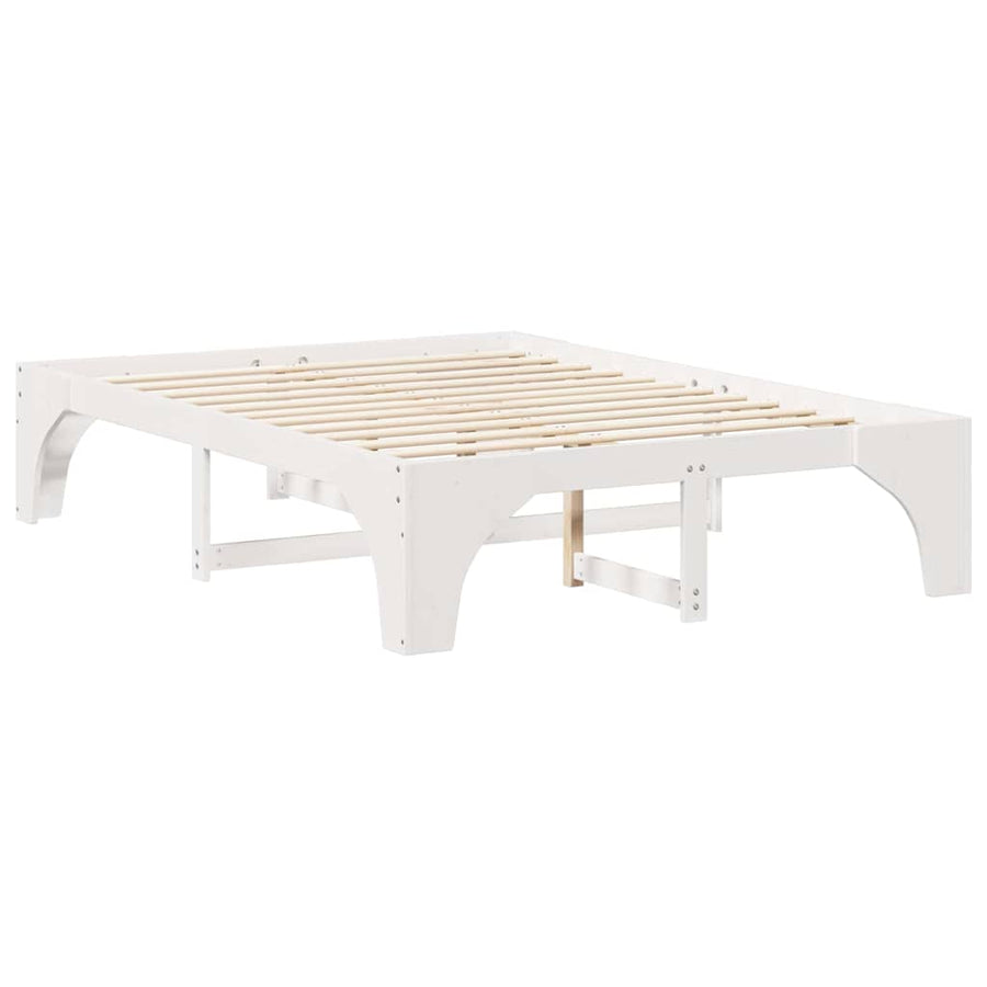 Bedframe met opslag Wit 140 x 200 cm Massief grenenhout