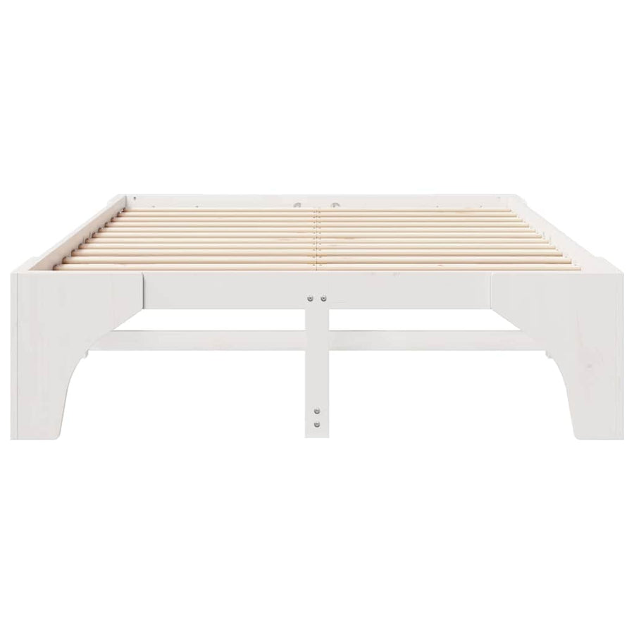 Bedframe met opslag Wit 140 x 200 cm Massief grenenhout