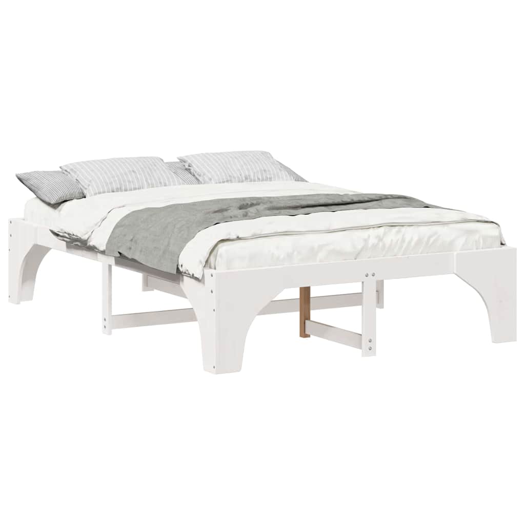 Bedframe met opslag Wit 140 x 200 cm Massief grenenhout