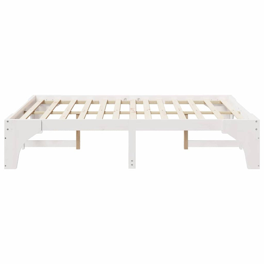 Bedframe met opslag Wit 140 x 200 cm Massief grenenhout