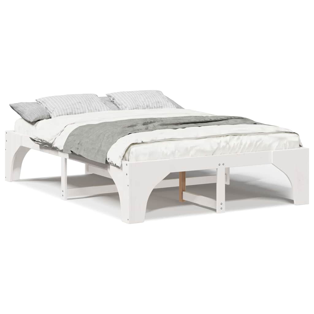 Bedframe met opslag Wit 140 x 200 cm Massief grenenhout