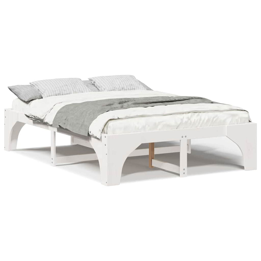 Bedframe met opslag Wit 140 x 200 cm Massief grenenhout