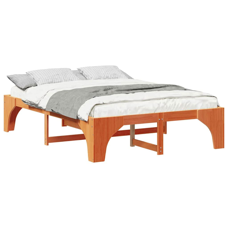 Bedframe met opslag Bruin 140 x 200 cm Massief grenenhout