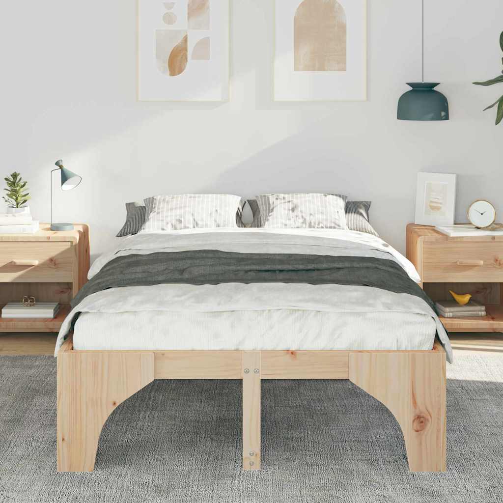 Bedframe met opslag Bruin 120 x 200 cm Massief grenenhout