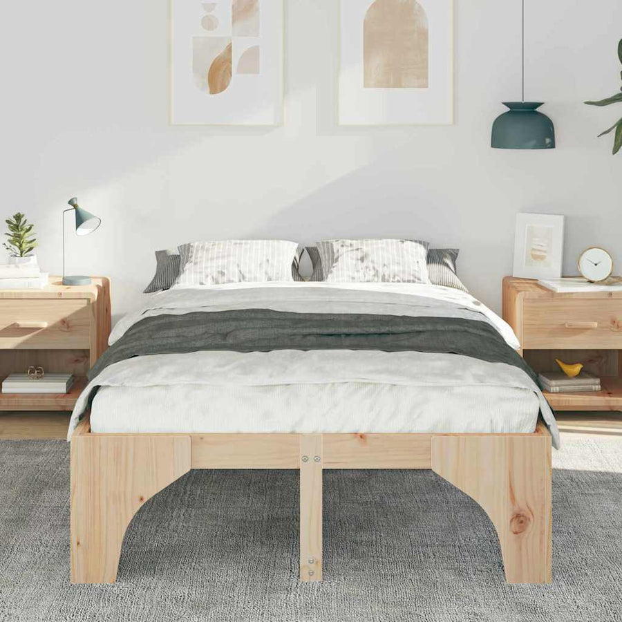 Bedframe met opslag Bruin 120 x 200 cm Massief grenenhout