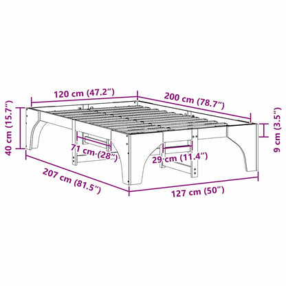 Bedframe met opslag Bruin 120 x 200 cm Massief grenenhout