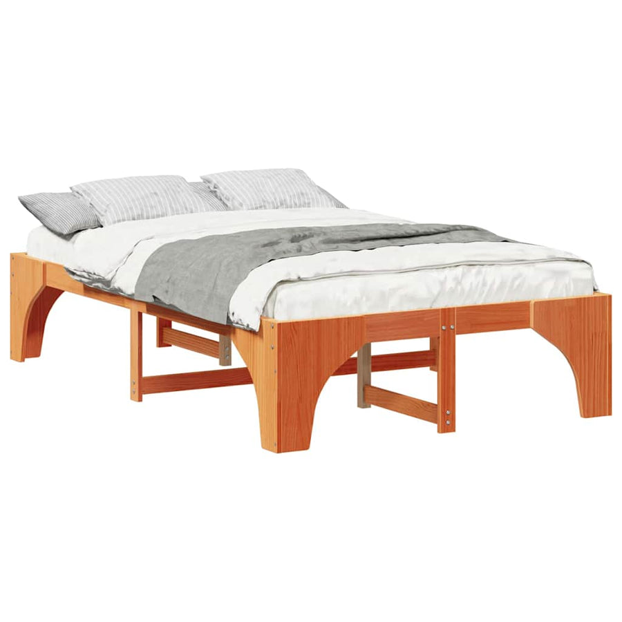 Bedframe met opslag Bruin 120 x 200 cm Massief grenenhout
