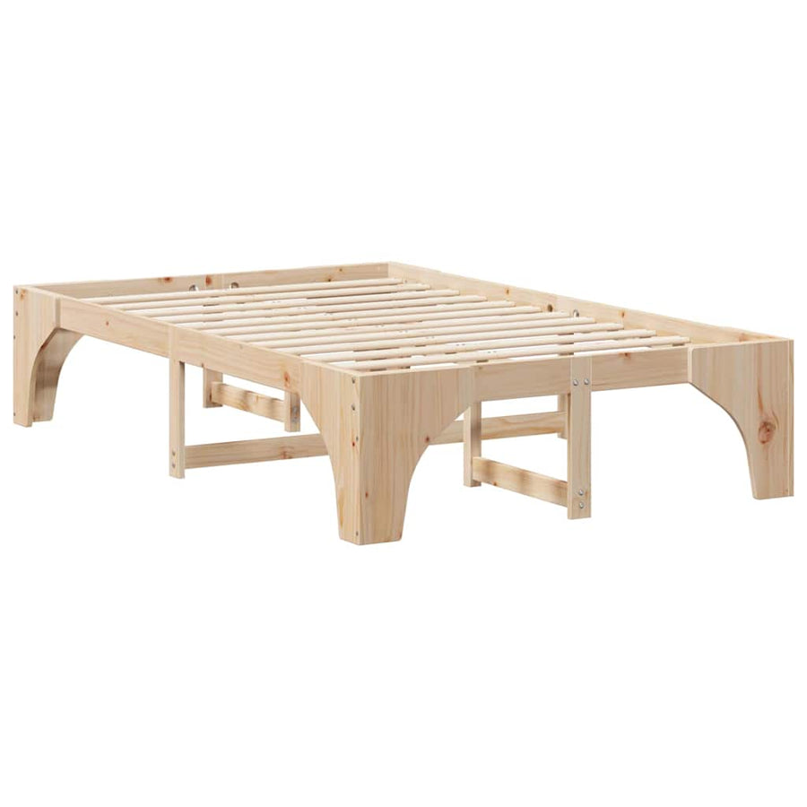 Bedframe met opslag Bruin 140 x 190 cm Massief grenenhout