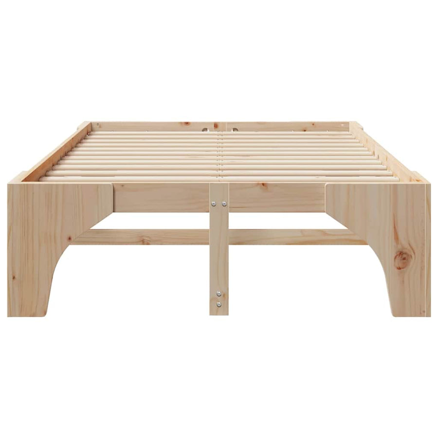 Bedframe met opslag Bruin 140 x 190 cm Massief grenenhout