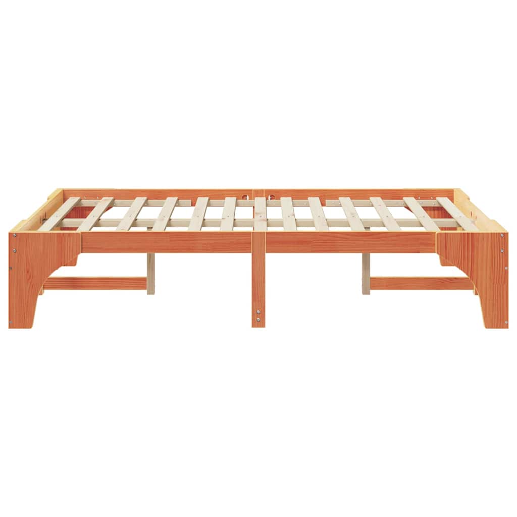 Bedframe met opslag Bruin 140 x 190 cm Massief grenenhout