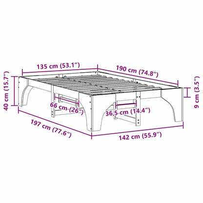 Bedframe met opslag Bruin 135 x 190 cm Grenenhout