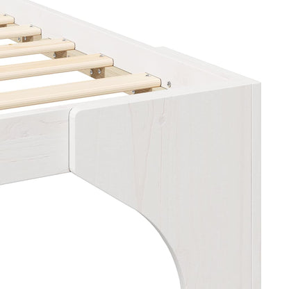 Bedframe met opslag Wit 135 x 190 cm Massief grenenhout