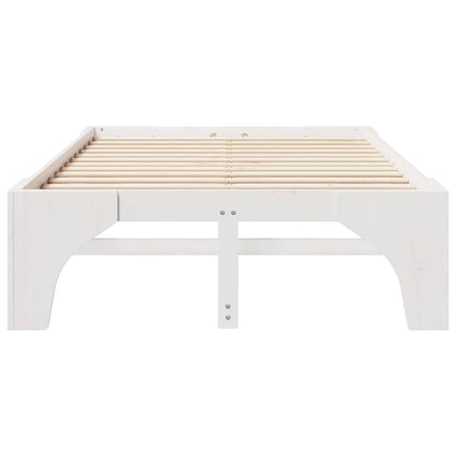 Bedframe met opslag Wit 135 x 190 cm Massief grenenhout