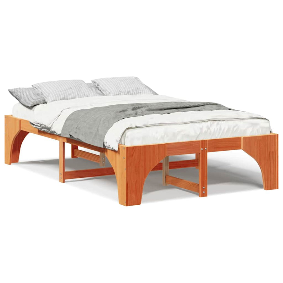 Bedframe met opslag Bruin 135 x 190 cm Grenenhout