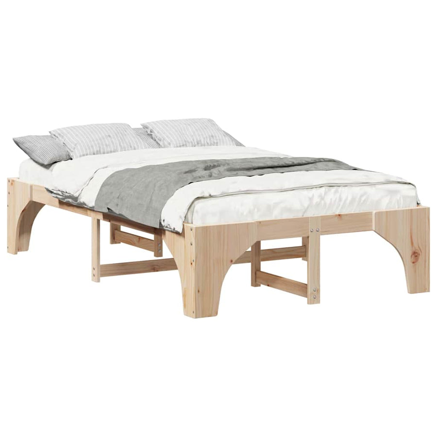 Bedframe met opslag Bruin 120 x 190 cm Grenenhout