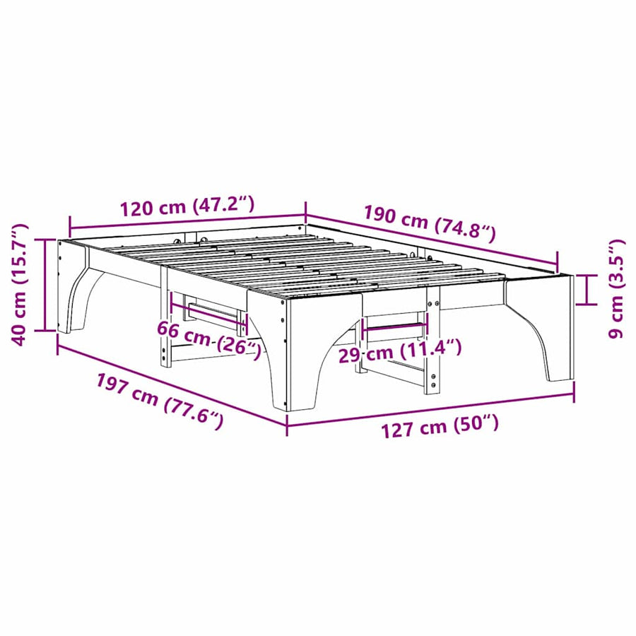 Bedframe met opslag Bruin 120 x 190 cm Grenenhout
