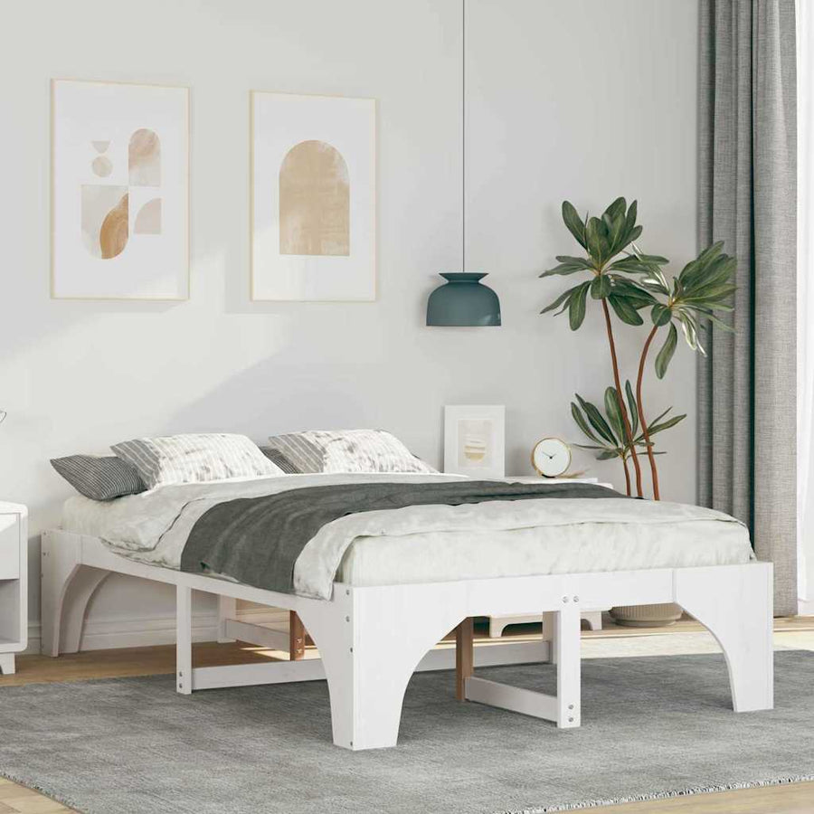 Bedframe met opslag Wit 120 x 190 cm Massief grenenhout