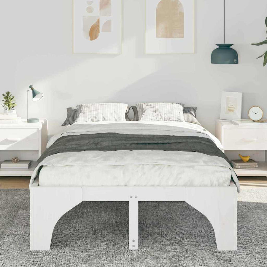 Bedframe met opslag Wit 120 x 190 cm Massief grenenhout