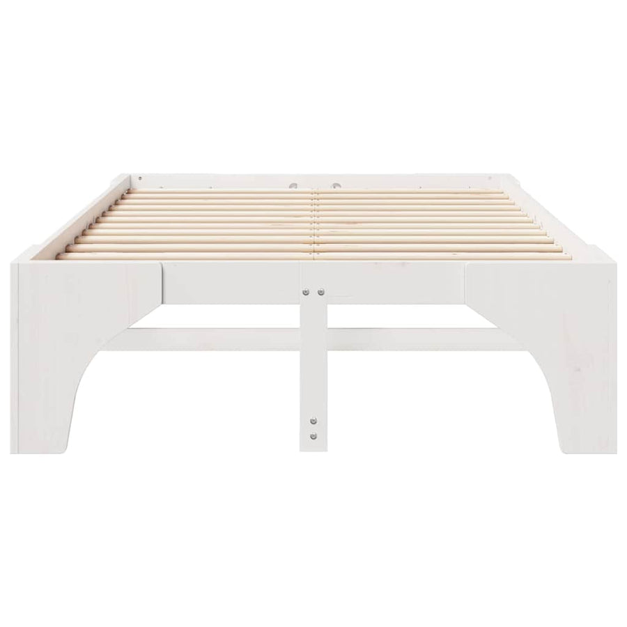 Bedframe met opslag Wit 120 x 190 cm Massief grenenhout