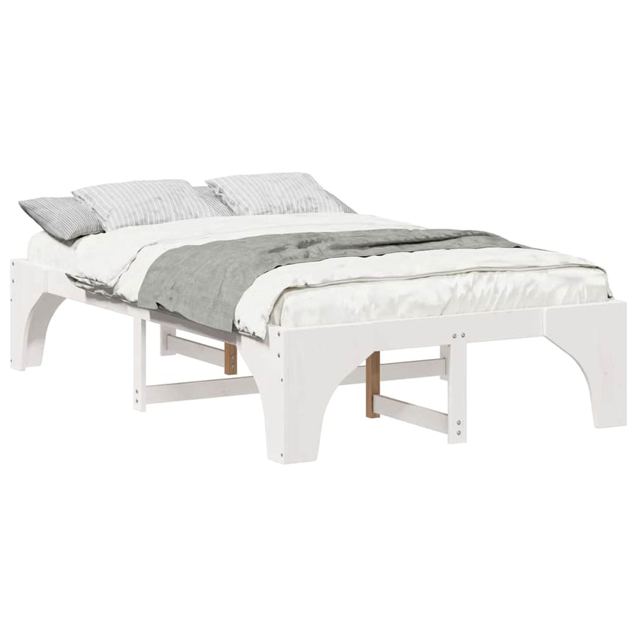 Bedframe met opslag Wit 120 x 190 cm Massief grenenhout