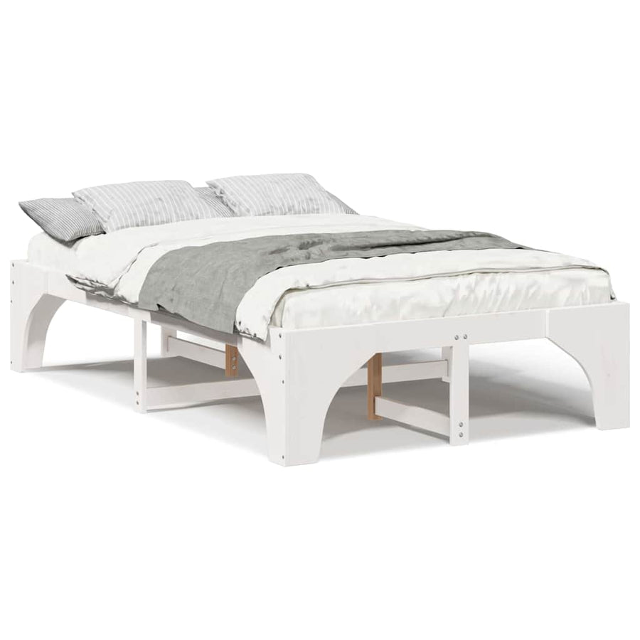 Bedframe met opslag Wit 120 x 190 cm Massief grenenhout