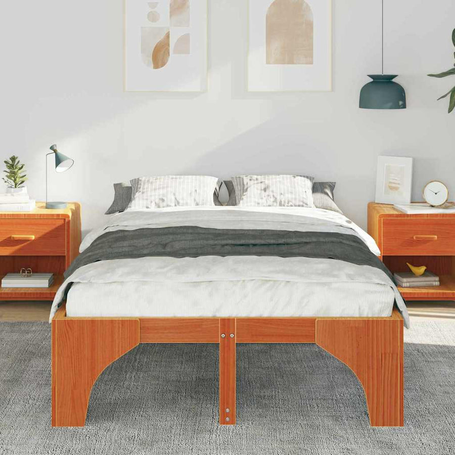 Bedframe met opslag Bruin 120 x 190 cm Massief grenenhout