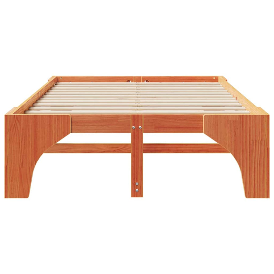 Bedframe met opslag Bruin 120 x 190 cm Massief grenenhout