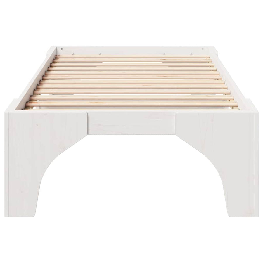 Bedframe met opslag Wit 100 x 200 cm Massief grenenhout
