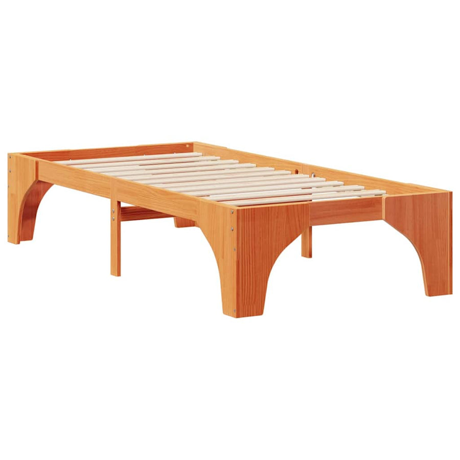 Bedframe met opslag Bruin 100 x 200 cm Massief grenenhout