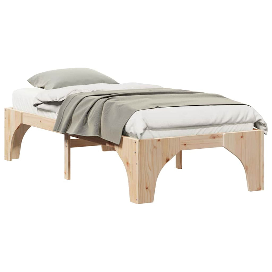 Bedframe met opslag Bruin 90 x 200 cm Massief grenenhout