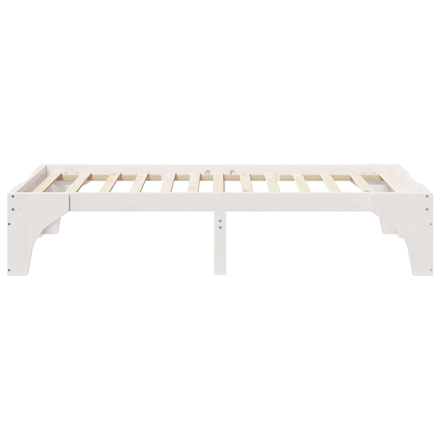 Bedframe met opslag Wit 90 x 200 cm Massief grenenhout