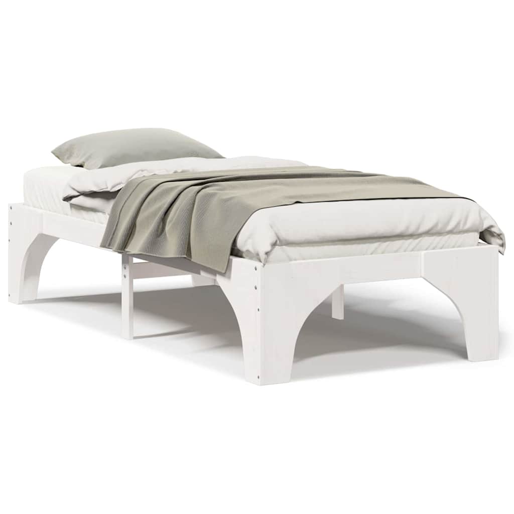 Bedframe met opslag Wit 90 x 200 cm Massief grenenhout