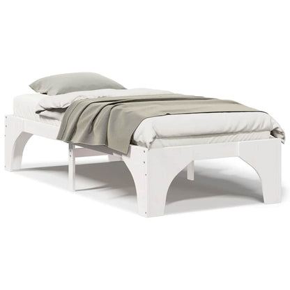 Bedframe met opslag Wit 90 x 200 cm Massief grenenhout