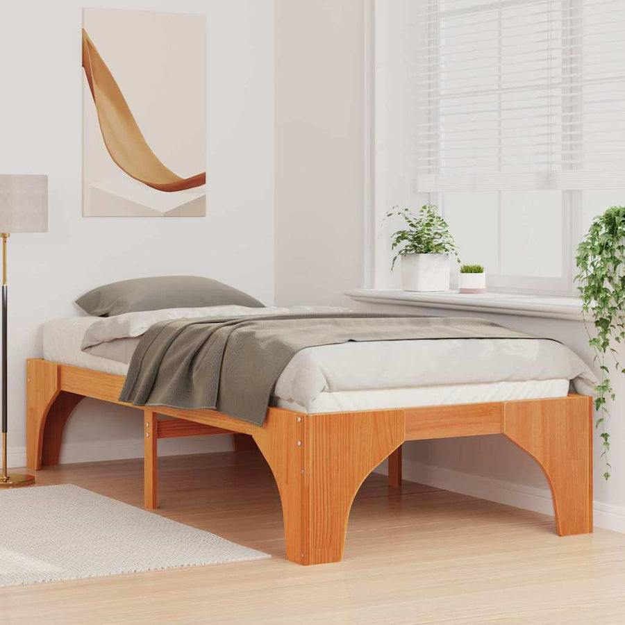Bedframe met opslag Bruin 90 x 200 cm Massief grenenhout