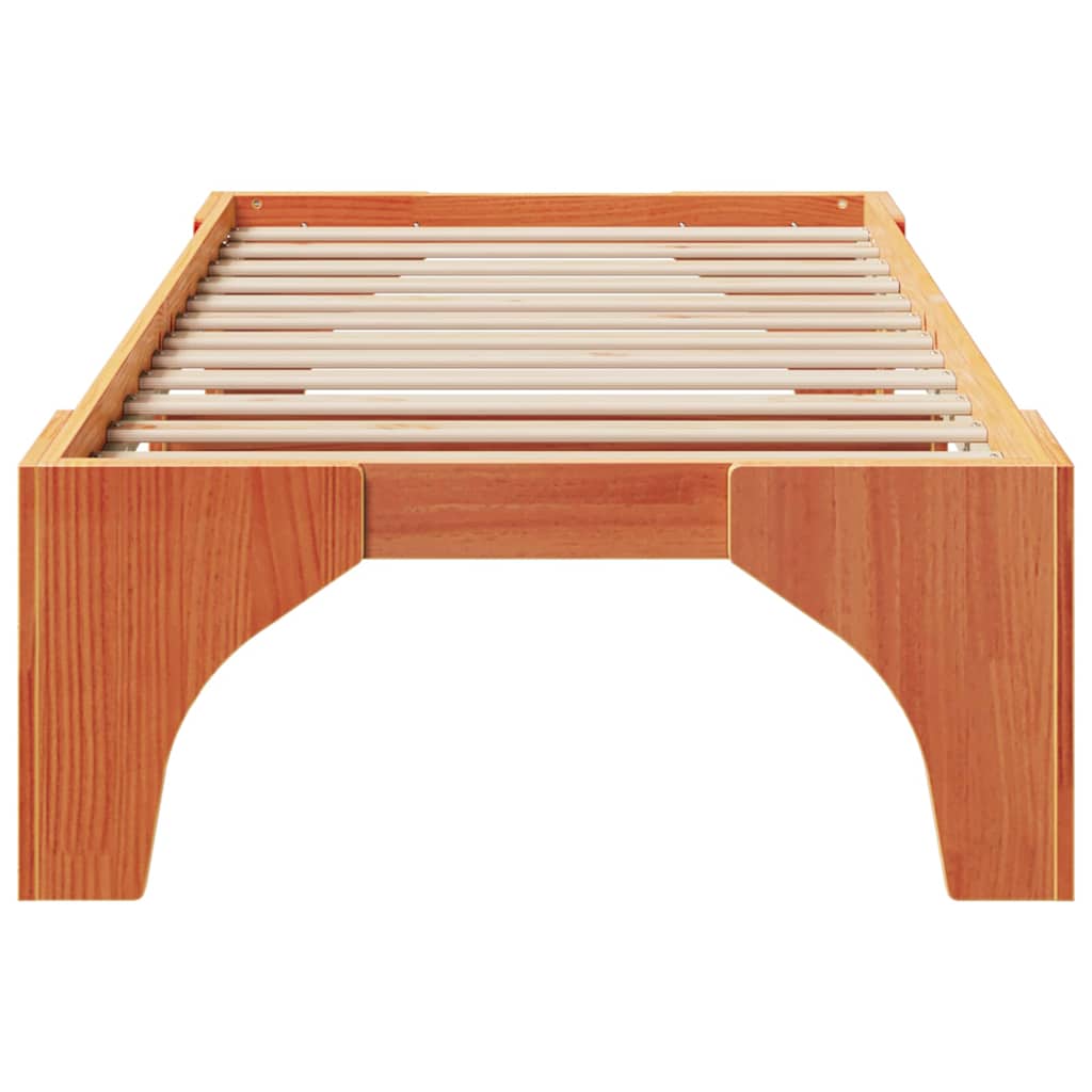 Bedframe met opslag Bruin 90 x 200 cm Massief grenenhout