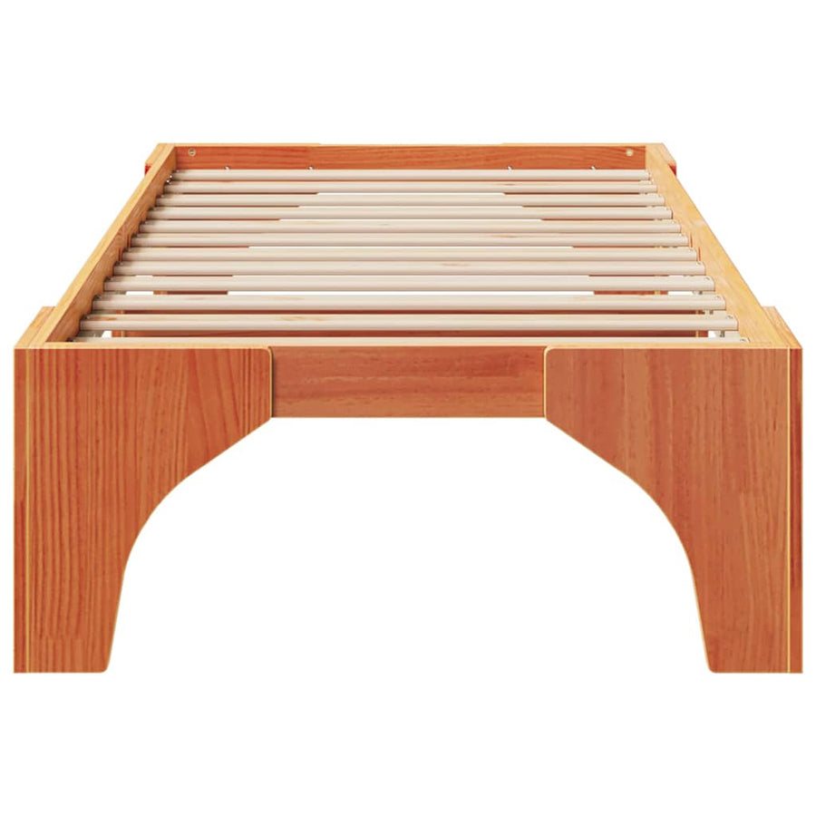 Bedframe met opslag Bruin 90 x 200 cm Massief grenenhout