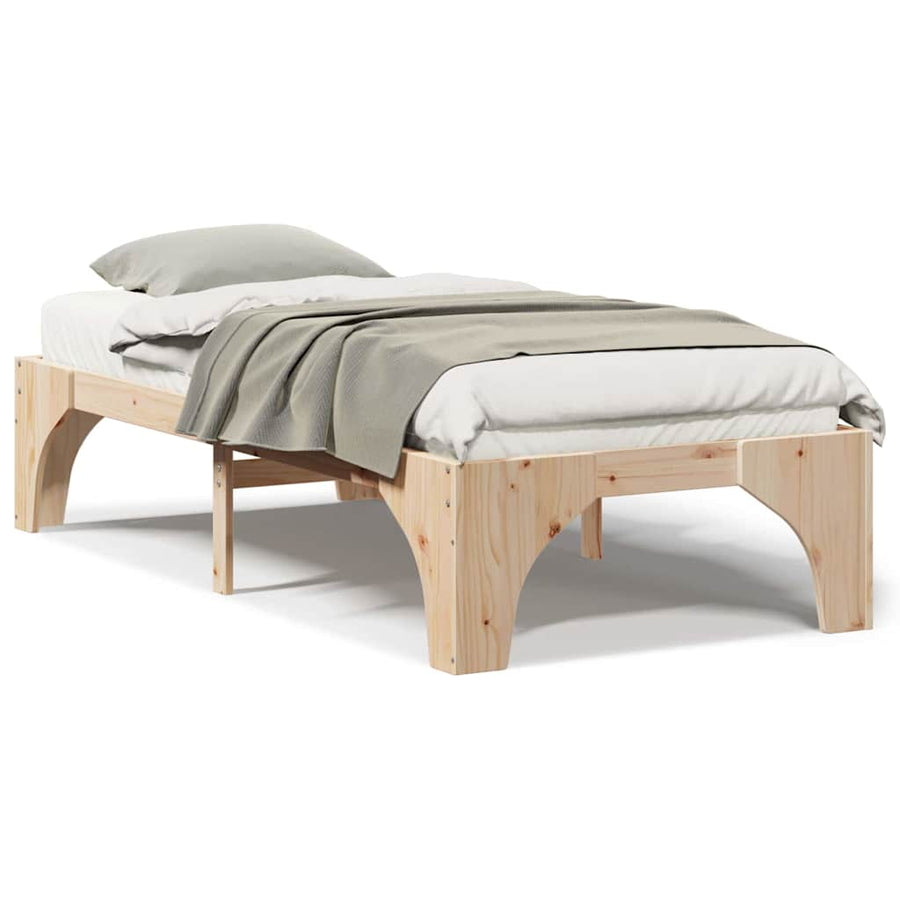 Bedframe met opslag Bruin 80 x 200 cm Massief grenenhout