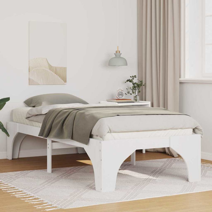 Bedframe met opslag Wit 80 x 200 cm Massief grenenhout