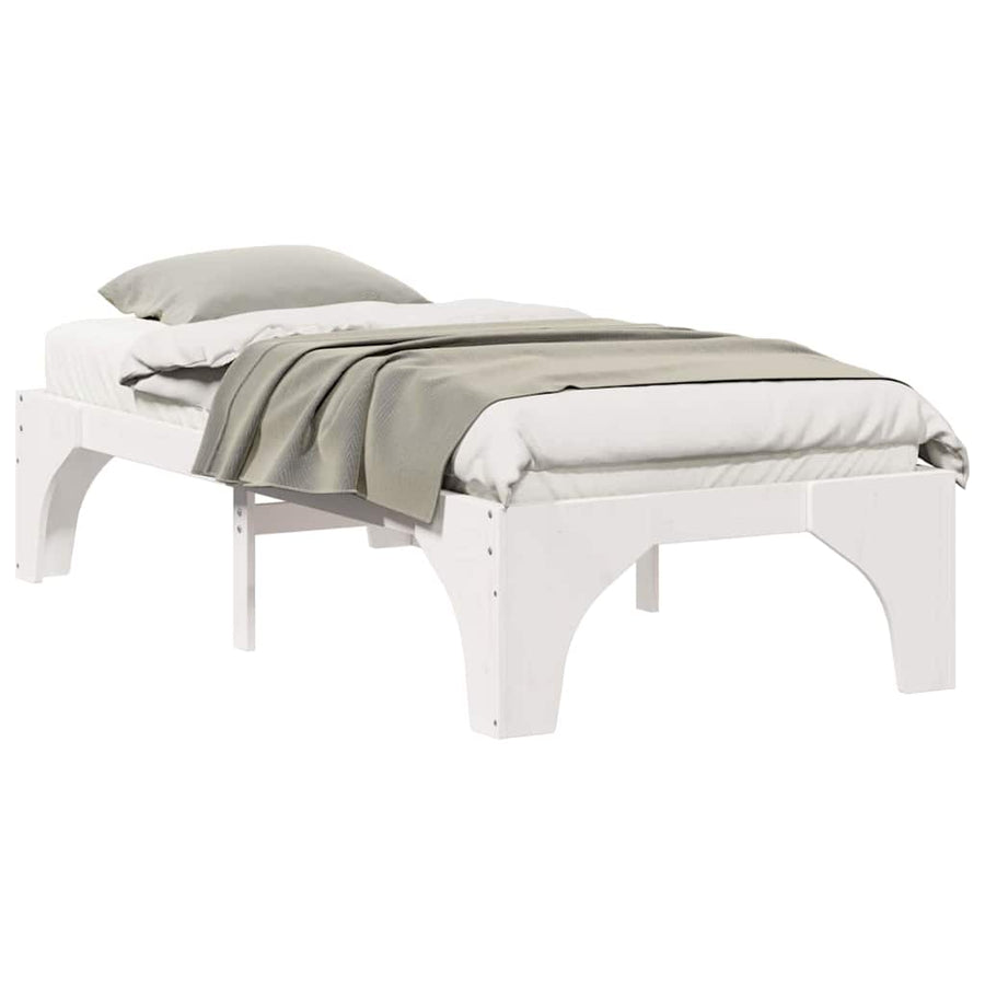 Bedframe met opslag Wit 80 x 200 cm Massief grenenhout