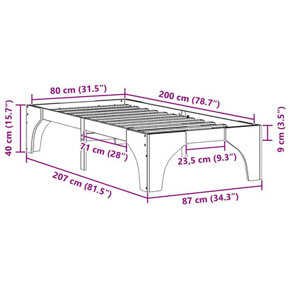Bedframe met opslag Wit 80 x 200 cm Massief grenenhout